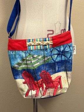 Paul Brent Sun N’ Sand Beach Scene Crossbody Canvas Zipper Adjustable Purse